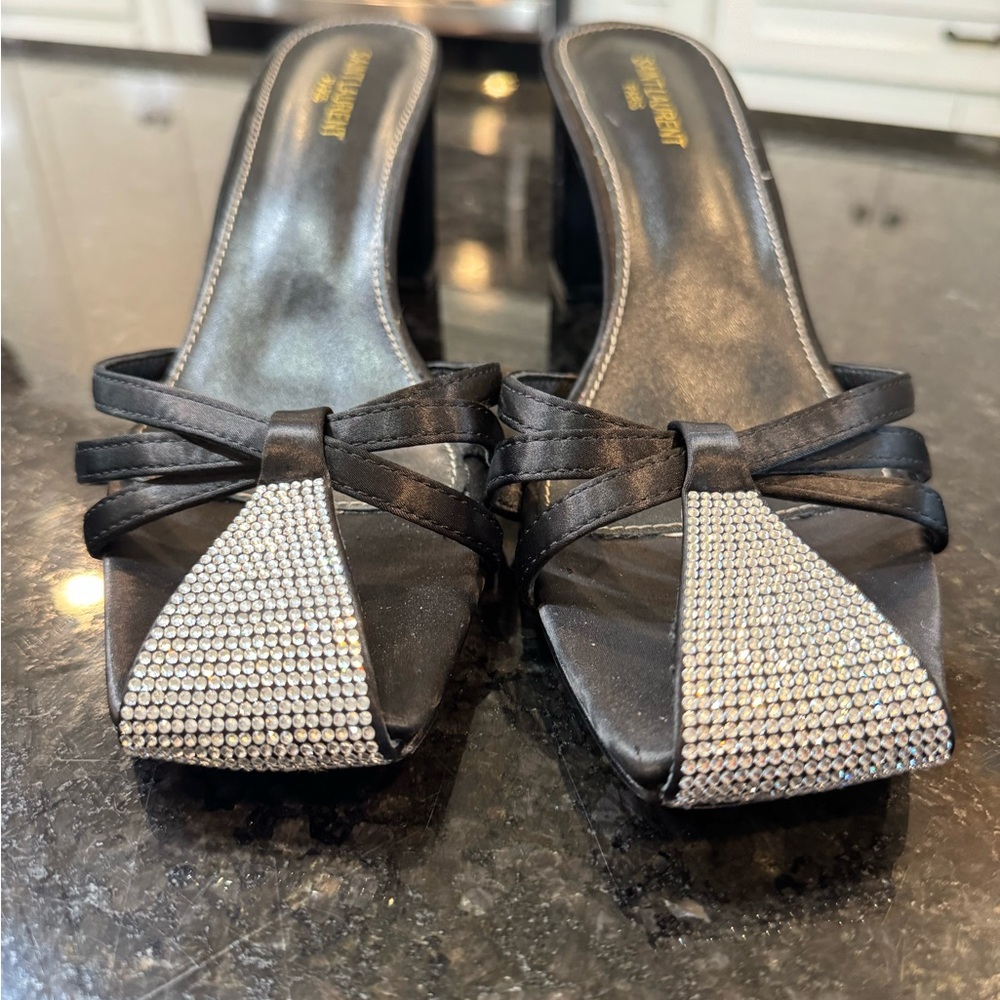 Saint Laurent Black Rhinestone Heels - Picture 7 of 10